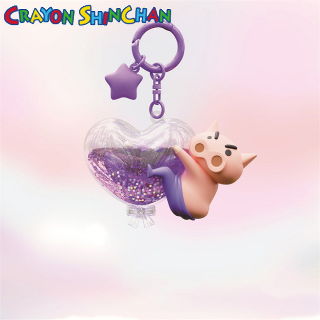 정품 짱구 오일링 하트풍선 키링 가방고리 야광 키홀더, 1개, 부리부리대마왕