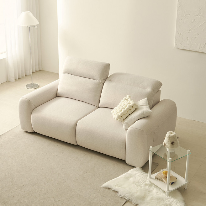 제이픽스 페블 2세대 이지클린 패브릭 무빙 슬라이딩 리클라이너 슬라이드 3인 모션 소파, 아이보리 / 3인소파