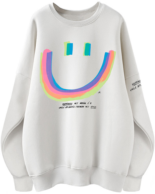 남녀공용 특양면 오버핏 맨투맨 색채스마일