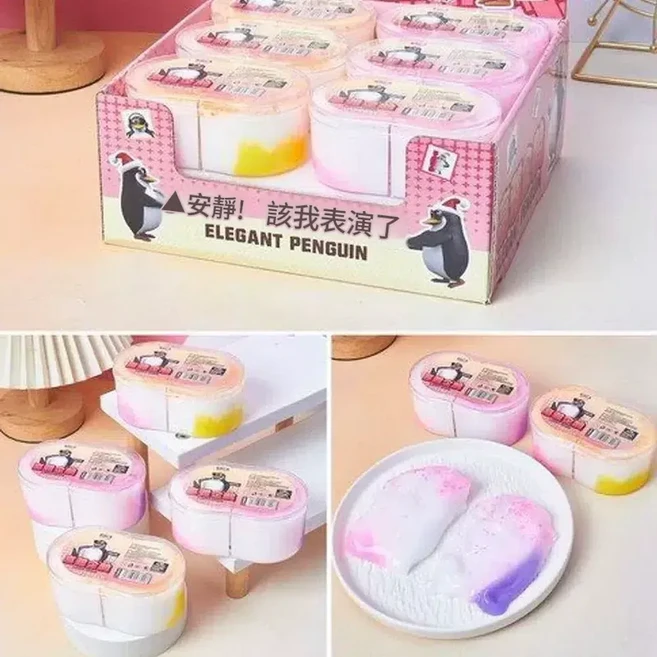 ELEGANT PENGUIN 雙拼史萊姆起泡膠, 高雅企鵝起泡膠 2瓶, 1個