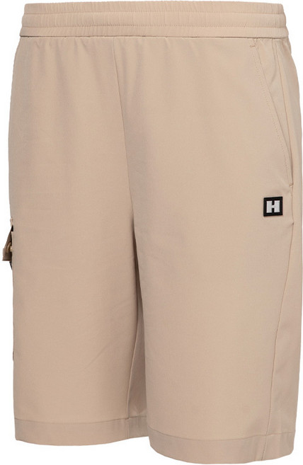 험머 여성 와펜 로고 쿨링 우븐 카고 포켓 밴딩 반바지 베이지