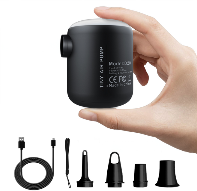 와이피 다기능 휴대용 에어펌프 압축팩 공기흡입기 진공압축기, 1세트, 블랙