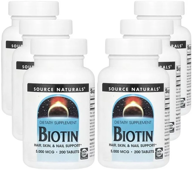 소스네츄럴스 비오틴 5 000mcg, 6개, 200정 - 쿠팡