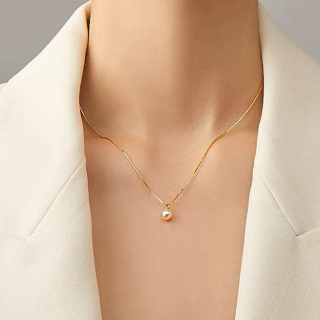 NXNA 14K 골드 천연담수진주 목걸이 고급스러우면서 심플하고 세련된 스타일링 목걸이 도금 CS-XL023