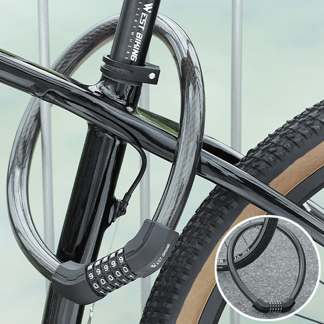 시그니처베이지 자전거 킥보드 자물쇠 번호키 와이어 락 도난방지 YPZ091, 84CM, 1개, 블랙