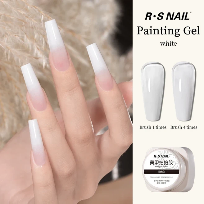RSNAIL 5g 블랙 화이트 팻 페인팅 젤 네일 폴리쉬 쏙 오프 UV LED 옴브레 세미 퍼머넌트 그라디언트 아트, 03 White