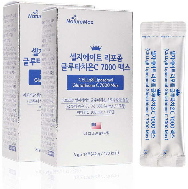 셀지에이트 리포좀 글루타치온C 7000 맥스 분말형 (1포당 순수 리포좀 글루타치온 500mg 비타민C 100mg), 2박스, 42g