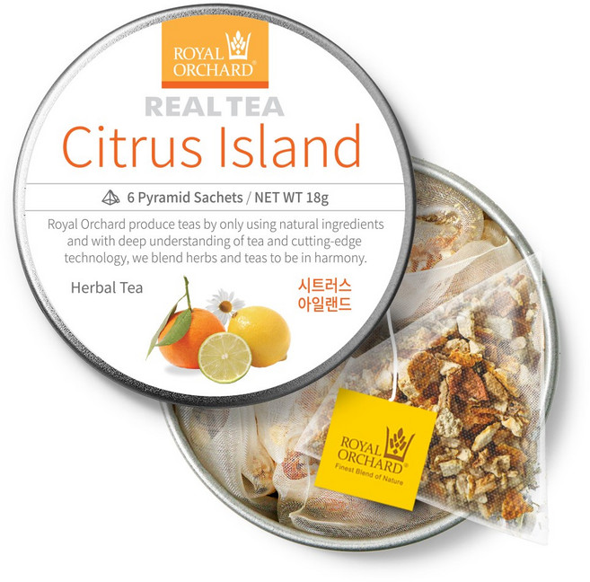 로얄오차드 시트러스아일랜드 실버틴 귤피차 삼각티백, 1개, 6개입, 3g