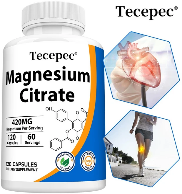 구연산마그네슘 보충제 420mg - 뼈 소화기 계통 및 관절 건강 지원 - 비건성 글루텐 프리 Non-GMO, 1개, 60회분 - 쿠팡