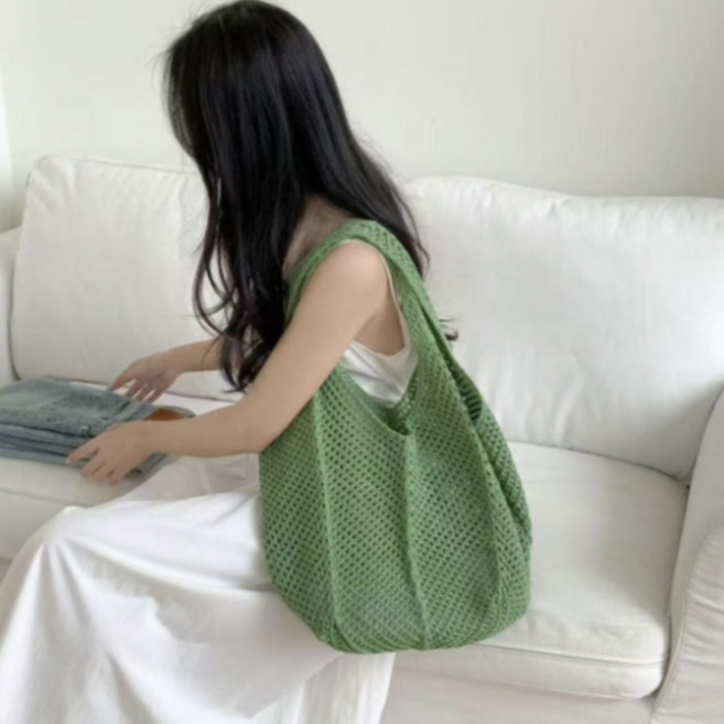 루비앤 뜨개 휴양지 비치 가방 네트백 빅사이즈 대용량 그물 보부상 데일리 숄더백