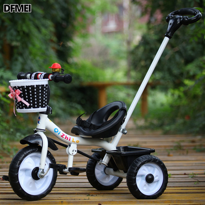 DFMEI 兒童三輪車摺疊腳踏1-3-6歲兒童自行車嬰兒手推車寶寶腳踏車單車, 1個, 1cm, 低配黑白推把:參考詳情