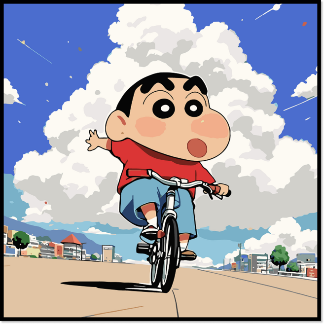 톰앤토미e DIY 유화 추억의 애니메이션 짱구 모음 40*40 사이즈, 자전거 타는 짱구, 1개