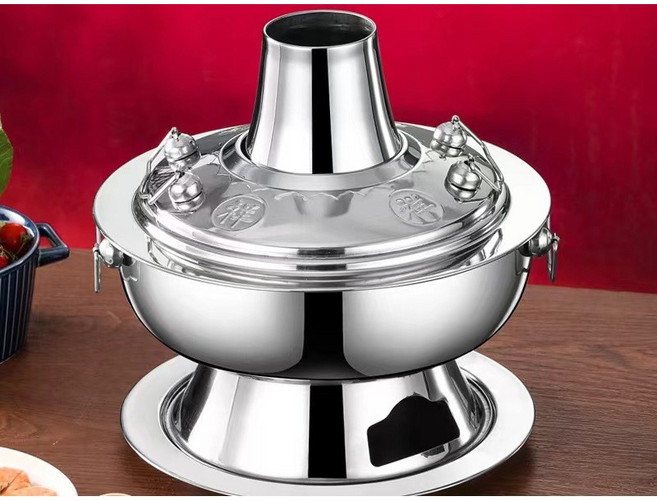 老北京木炭鍋 鴛鴦鍋34cm, 本色,鴛鴦鍋32cm, 1個