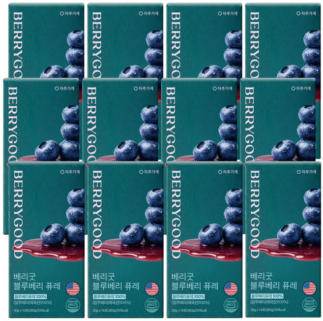 자주가게 미국산 블루베리 퓨레 100% 스틱 nfc 베리굿, 12개, 280g