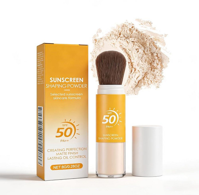 Mineral Powder Sunscreen Setting Makeup SPF 50 Transparent Brush Powder Mineral for Face & Scalp L