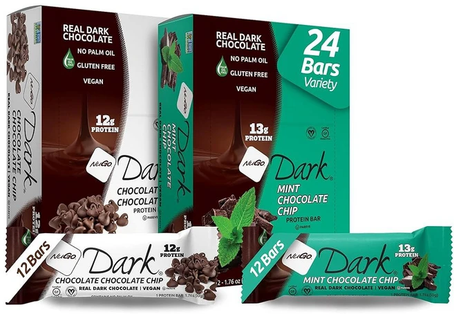 NuGo 다크 초콜릿 땅콩버터 컵 12g 프로틴 바 글루텐 프리 비 GMO 코셔 파리브 12 카운, 12 Mint Chocolate Chip, 24 Count (Pack of 1), 1 - 쿠팡