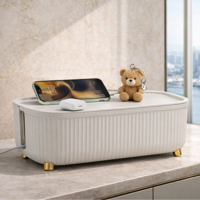 앤의선물 콘센트 정리 깔끔한 멀티탭 보관함, 화이트, 1개