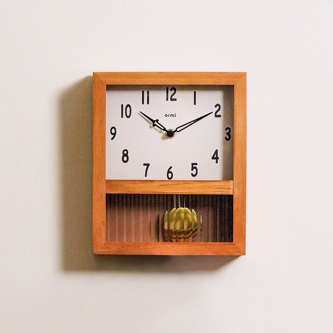 오르미 레트로 모어클락 우드 무소음 벽시계 추시계 괘종시계, 1개, ORMMC(오크)