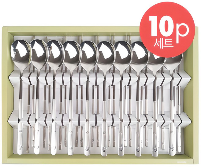 한일스텐레스 클로버 수저세트 10P, 단품, 1개
