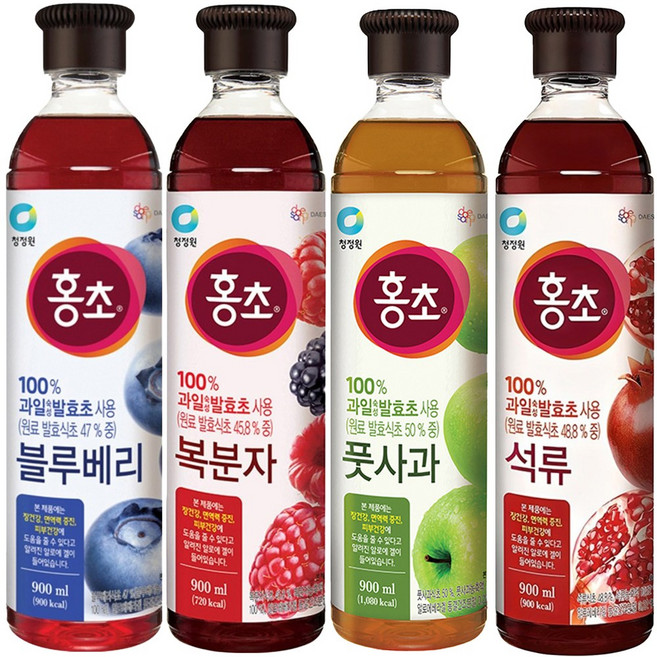 청정원 홍초 블루베리 + 복분자 + 풋사과 + 석류, 3.6L, 1세트