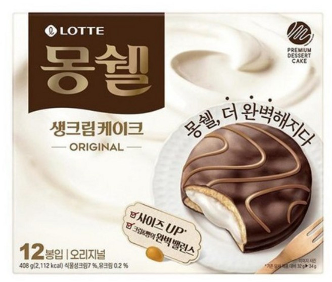 롯데 몽쉘 생크림케이크, 408g, 4개