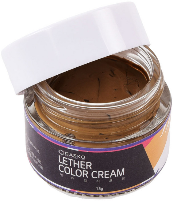 가스코 레더컬러크림 카멜 15g 크림 염색제 염색약 가죽 신발 가방 구두 스크래치 명품 복원