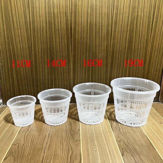 熊貓購物 透明透氣盆 鹿角蕨上板 蘭花盆 水培 控根盆 盆器, 上寬16*高14*底11公分圓形透明盆, 1個