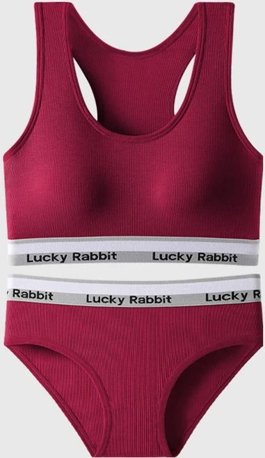 HANTEM 여성 데일리 노와이어 스포츠 망고 브라 팬티 세트 free size