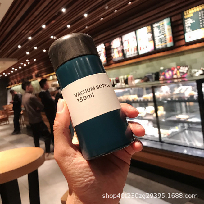 150ml 우드 텀블러 미니 앙증맞고 상큼한 남녀 물컵 아이디어 심플 휴대용 포켓컵, 블루: 150Ml, 1개