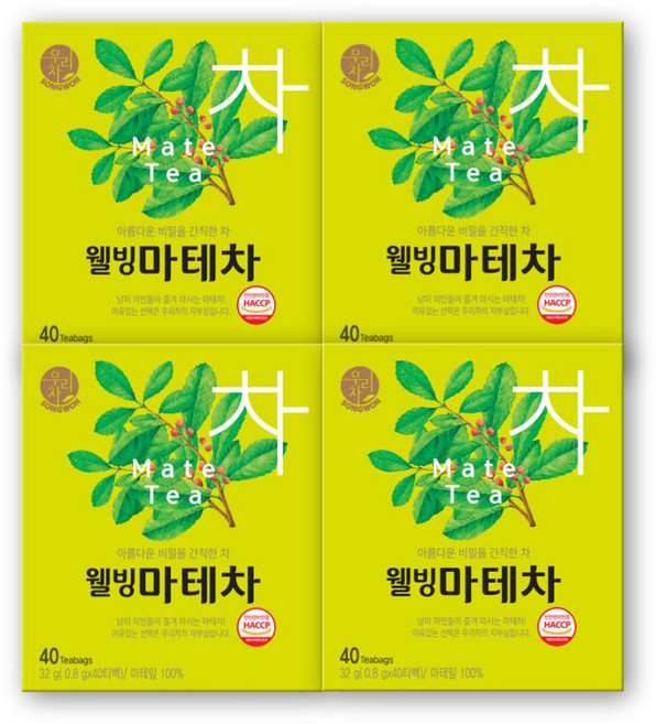 송원 마테차 티백, 800mg, 40개입, 4개