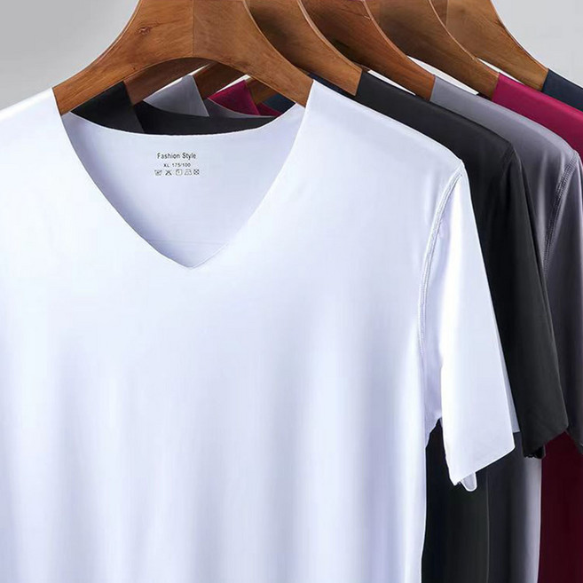 남자 심리스 반팔 런닝 V넥 무봉제 이너 티셔츠 여름 러닝