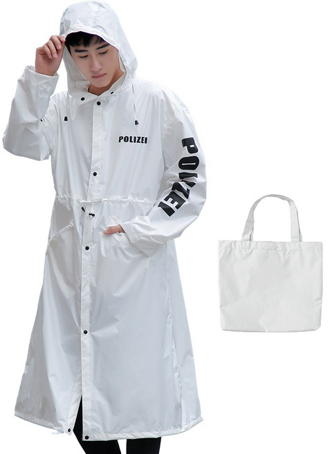 스토리원 남녀공용 후드 레인코트 레인자켓 사선포켓 우비 우의 비옷 가방세트 URJ014