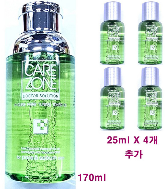 (무 배) 케어존 닥터솔루션 피큐어 포어 튜닝 토너 이엑스 170ml + 25ml X 4개 추가 / 합계 270ml, 1개