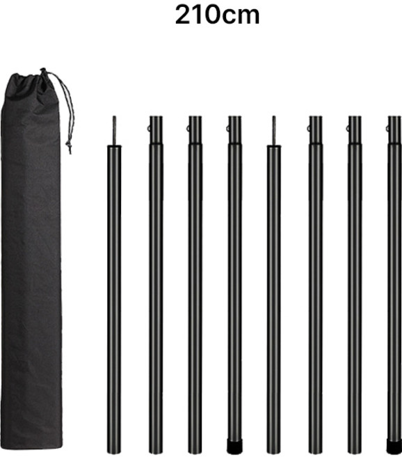 KOOLMAN 쿨맨 아이언 스틸 타프 폴대 세트 2개 파우치포함, 블랙