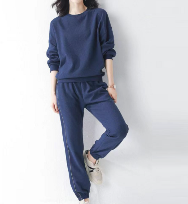 TKX 여성 가을 캐주얼 운동복 세트 긴팔 상의 긴바지 심플한 디자인 편안한 착용감 무지 클래식 K53