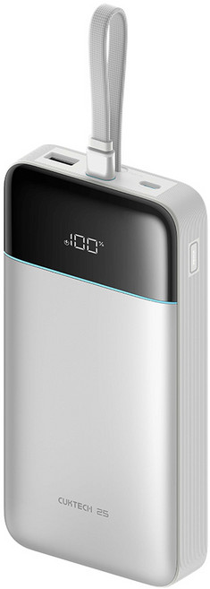 CUKTECH 酷態科 25號 SE 25000mAh 120W MAX 自帶線行動電源, 白色/保固180天, LPB252N