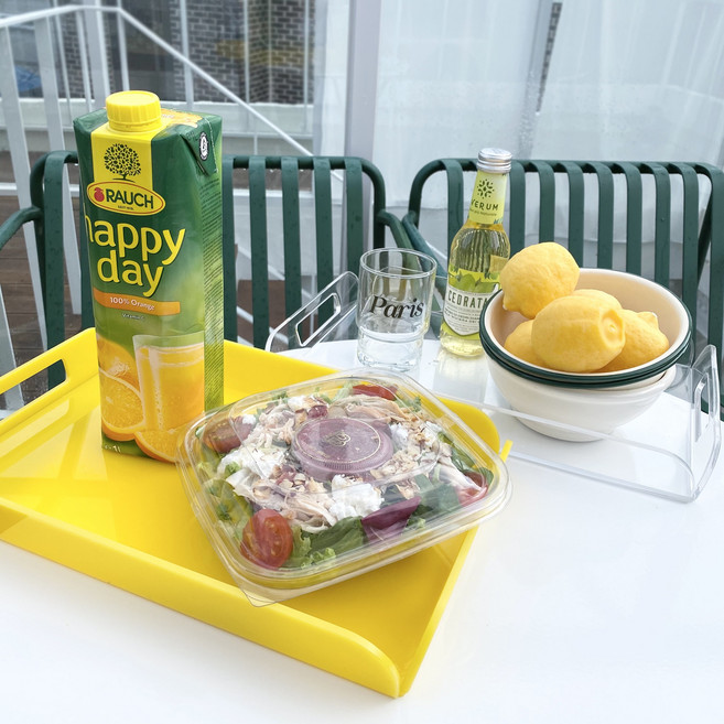 국산 아크릴 트레이 쟁반 투명 레트로 칼라 카페 감성 트레이, 핑크, 1개