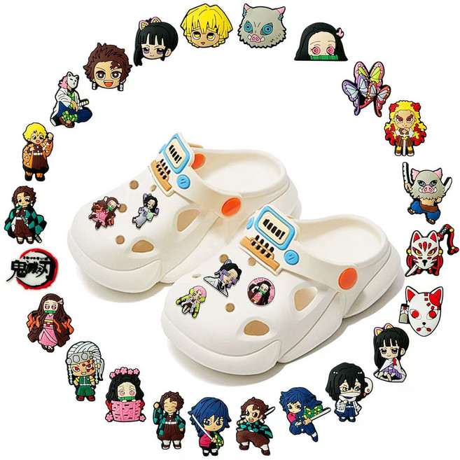 휘앤스타 [28pcs]귀멸의 칼날 신발 악세사리 슬리퍼 파츠 한 세트