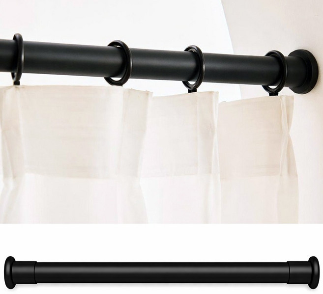 소프트엣지 강력 압축봉 무타공 커튼봉, 블랙