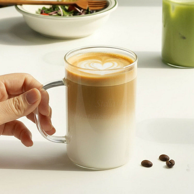 Bestra 홈카페 내열유리 머그컵 350ml, 투명, 6개