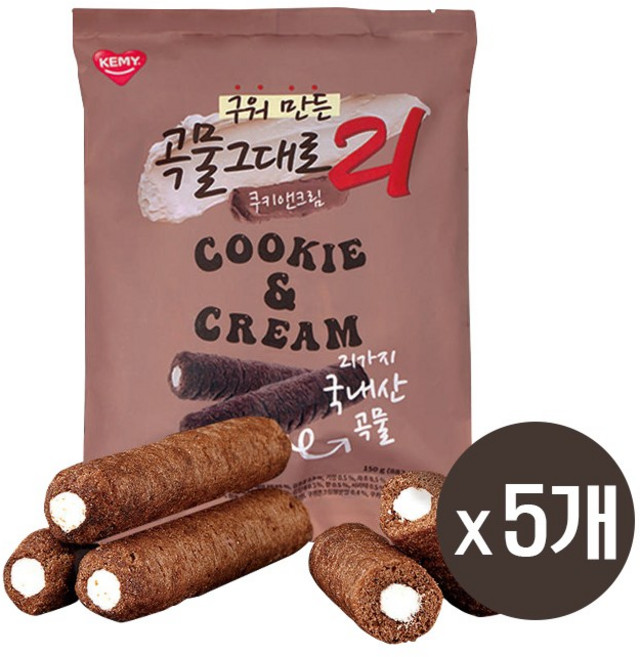곡물그대로21 개미 크리스피롤 쿠키앤크림, 150g, 5개