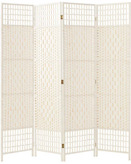 요고바라 라탄 인테리어 파티션 원목 가리개 이동식 가림막, 화이트