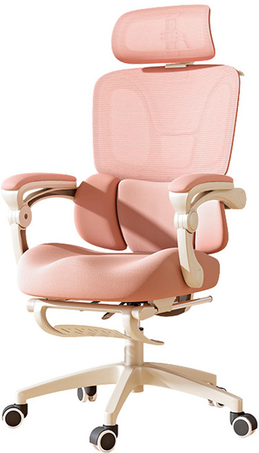 Xpanse 雲感軟墊 人體工學椅 女性專屬雙背折疊三腰託 化妝椅 電競椅 辦公椅 電腦椅, X906-緋櫻紅, 70*38*64