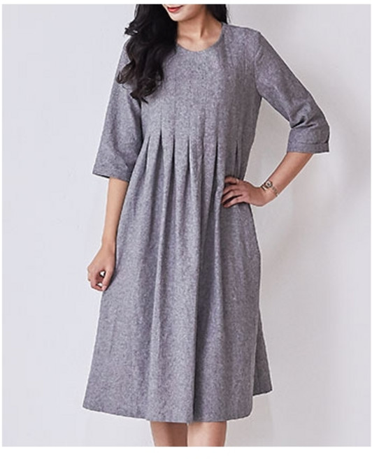 패션스타트 패턴인 P1290 Dress 여성 맞주름 원피스 옷 패턴 도안 옷본 여성복, 1개