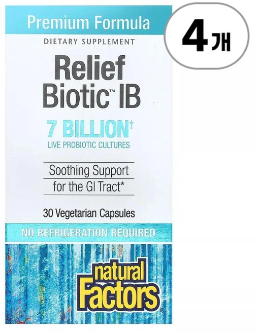 내추럴 팩터스 릴리프바이오틱 IB 7빌리언 Natural Factors ReliefBiotic™ IB 7 Billion 30정, 4개 - 쿠팡