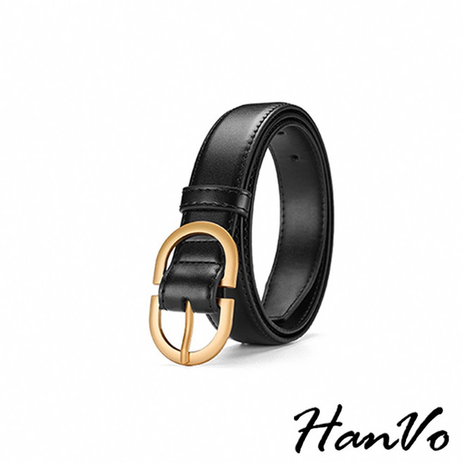 HanVo 半圓金屬扣質感皮帶