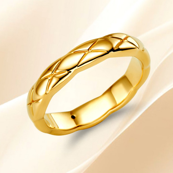 [러브넛 정품] (내일출발) 18K 골드 러블리 쿠션 퀄팅 여성 클래식 데일리 포인트 반지