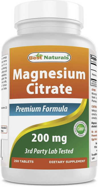 Best Naturals 檸檬酸鎂錠 200mg, 1個, 250錠