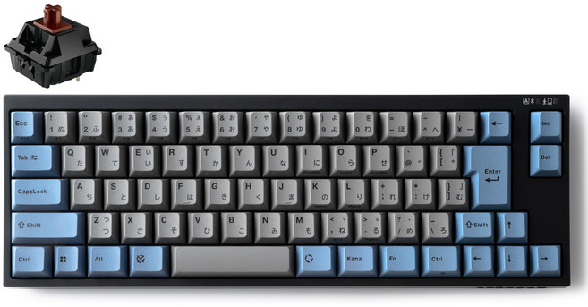 FC660MBT 그레이블루 블루투스/USB C 어 편곡 카나에 화살표 키 컴팩트 65 70개 스위치 핫 스왑 호환 윈도우/Ma AAA 배터리 작동 최신 체리 MX2A