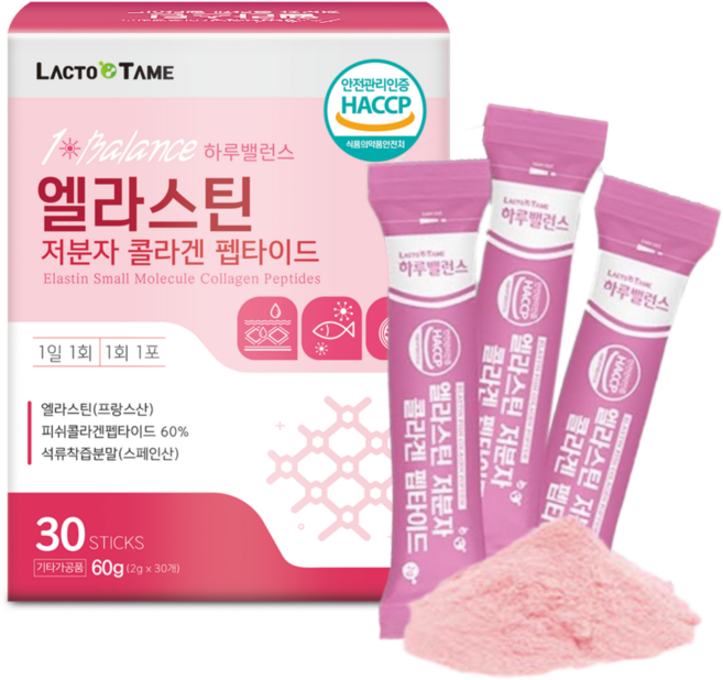 락토테미 하루 밸런스 엘라스틴 저분자 콜라겐 펩타이드 2g x 30개No109D, 1개, 30회분